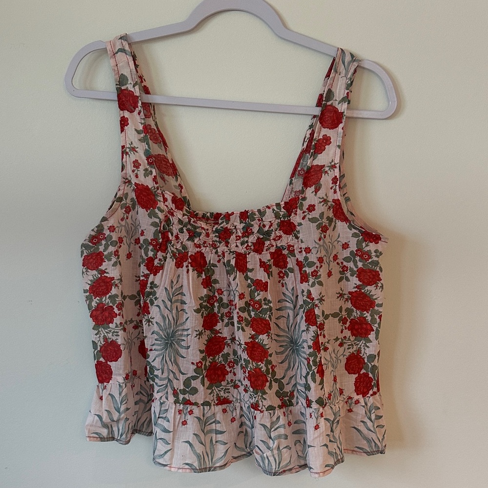 Maeve Floral Tank Top - Red and Green
